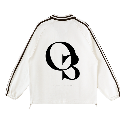 Contrast Striped Lapel Collar Sweatshirt