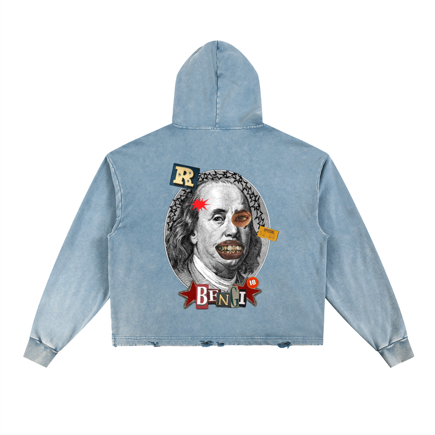 Vintage Washed Frayed-Hem Hoodie