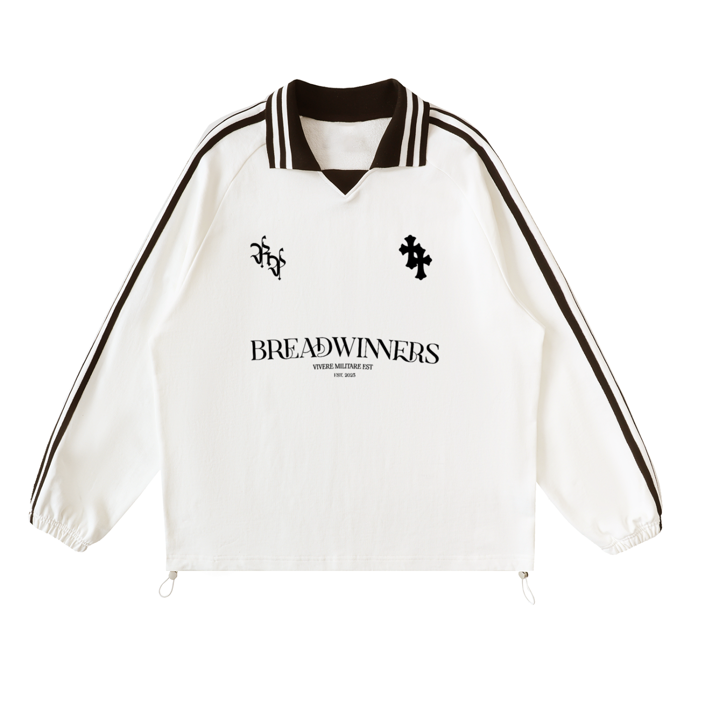 Contrast Striped Lapel Collar Sweatshirt